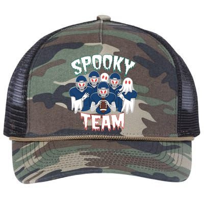 Scary Spooky Ghost Team Halloween American Football Gift Retro Rope Trucker Hat Cap