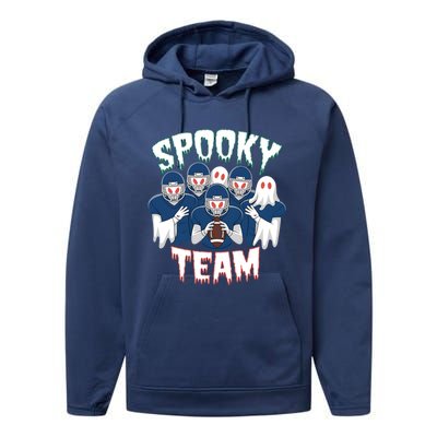 Scary Spooky Ghost Team Halloween American Football Gift Performance Fleece Hoodie