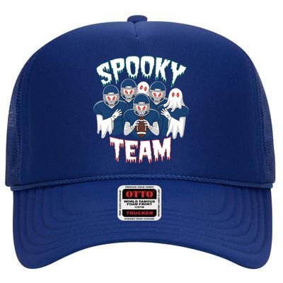 Scary Spooky Ghost Team Halloween American Football Gift High Crown Mesh Back Trucker Hat