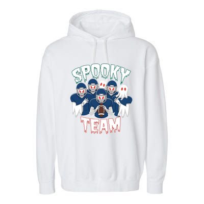 Scary Spooky Ghost Team Halloween American Football Gift Garment-Dyed Fleece Hoodie