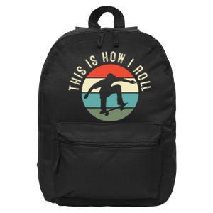 Skateboarding Skateboard Gift for Skateboarder Retro 16 in Basic Backpack