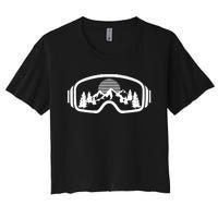 Ski Snowboard Goggles Skiing Snow Mountain Winter Gift Women's Crop Top Tee