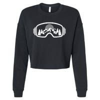 Ski Snowboard Goggles Skiing Snow Mountain Winter Gift Cropped Pullover Crew