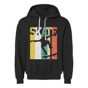 Skate Skateboarder Gift Skateboard Retro Garment-Dyed Fleece Hoodie