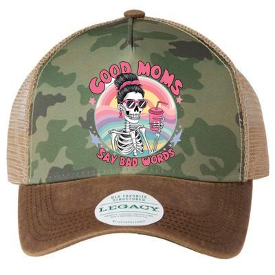 Skeleton Sarcastic Good Moms Say Bad Words Legacy Tie Dye Trucker Hat