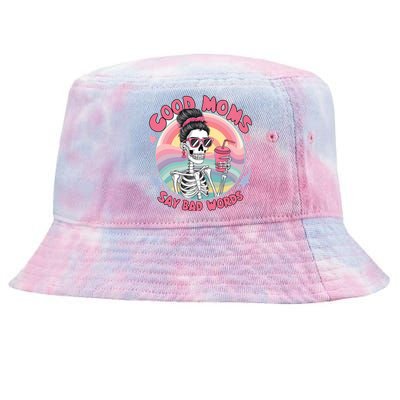 Skeleton Sarcastic Good Moms Say Bad Words Tie-Dyed Bucket Hat