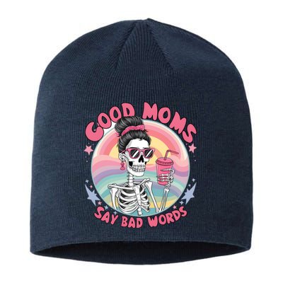 Skeleton Sarcastic Good Moms Say Bad Words Sustainable Beanie