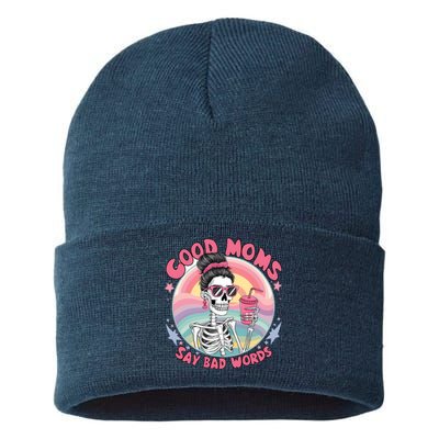 Skeleton Sarcastic Good Moms Say Bad Words Sustainable Knit Beanie