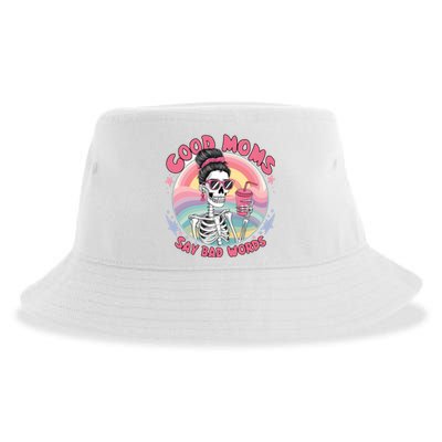 Skeleton Sarcastic Good Moms Say Bad Words Sustainable Bucket Hat