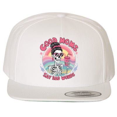 Skeleton Sarcastic Good Moms Say Bad Words Wool Snapback Cap