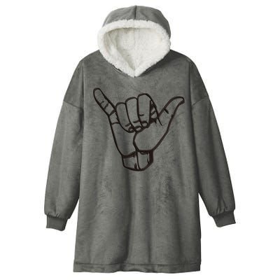 Shaka Sign Good Vibes Retro Hang Loose Hawaii Surfing Hooded Wearable Blanket