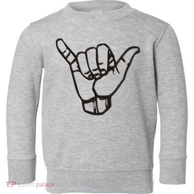 Shaka Sign Good Vibes Retro Hang Loose Hawaii Surfing Toddler Sweatshirt