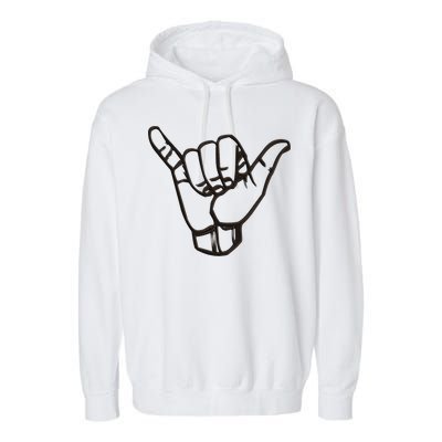 Shaka Sign Good Vibes Retro Hang Loose Hawaii Surfing Garment-Dyed Fleece Hoodie