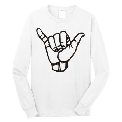 Shaka Sign Good Vibes Retro Hang Loose Hawaii Surfing Long Sleeve Shirt