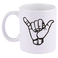 Shaka Sign Good Vibes Retro Hang Loose Hawaii Surfing 11oz C Handle Ceramic Mug