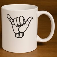 Shaka Sign Good Vibes Retro Hang Loose Hawaii Surfing 11oz C Handle Ceramic Mug