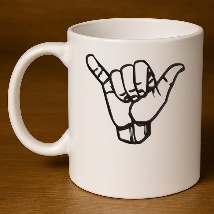 Shaka Sign Good Vibes Retro Hang Loose Hawaii Surfing 11oz C Handle Ceramic Mug