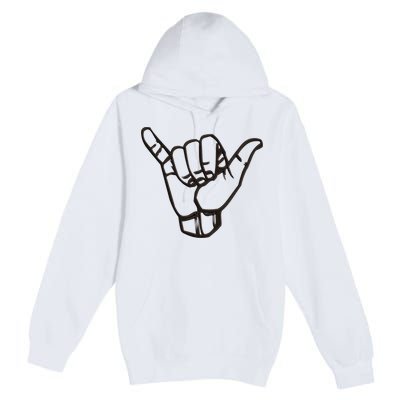 Shaka Sign Good Vibes Retro Hang Loose Hawaii Surfing Premium Pullover Hoodie