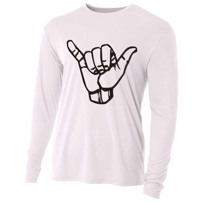 Shaka Sign Good Vibes Retro Hang Loose Hawaii Surfing Cooling Performance Long Sleeve Crew