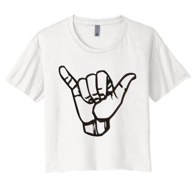 Shaka Sign Good Vibes Retro Hang Loose Hawaii Surfing Crop Top