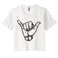 Shaka Sign Good Vibes Retro Hang Loose Hawaii Surfing Women's Crop Top Tee