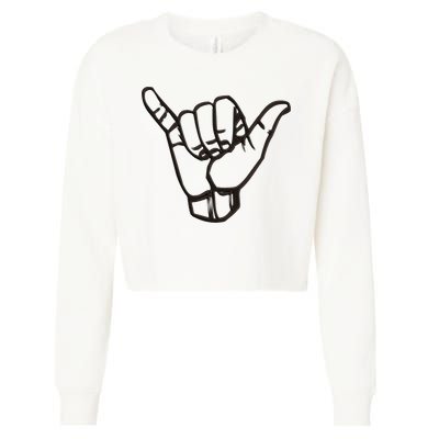 Shaka Sign Good Vibes Retro Hang Loose Hawaii Surfing Cropped Pullover Crew
