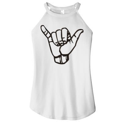 Shaka Sign Good Vibes Retro Hang Loose Hawaii Surfing Women's Perfect Tri Rocker Tank