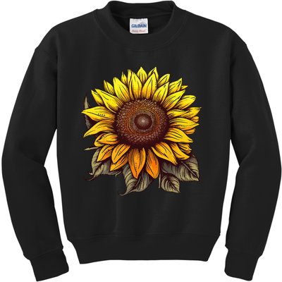 Summer Sunflower Graphic Cute Flower Standard Kids Sweatshirt