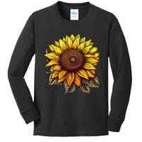 Summer Sunflower Graphic Cute Flower Standard Kids Long Sleeve Shirt