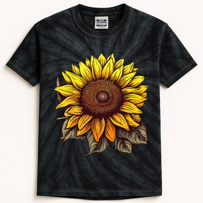 Summer Sunflower Graphic Cute Flower Standard Kids Tie-Dye T-Shirt