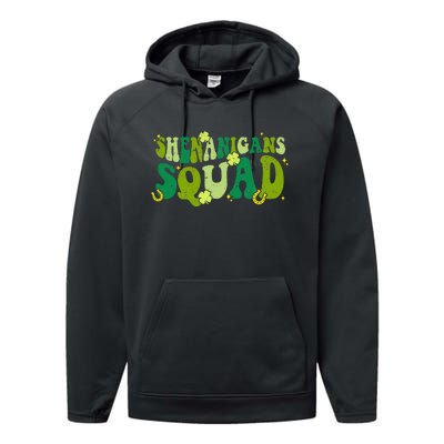 Shenanigans Squad Groovy St Patricks Day Irish Lucky Performance Fleece Hoodie