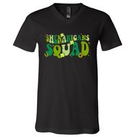 Shenanigans Squad Groovy St Patricks Day Irish Lucky V-Neck T-Shirt