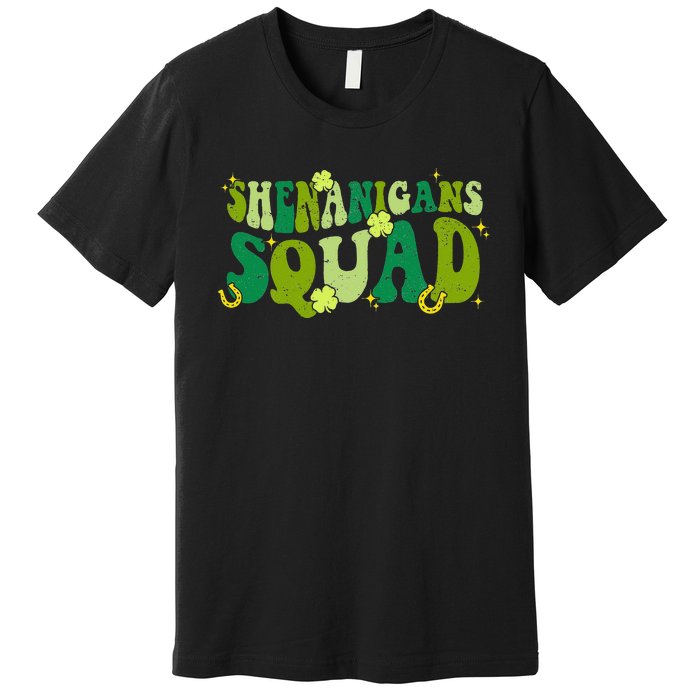 Shenanigans Squad Groovy St Patricks Day Irish Lucky Premium T-Shirt