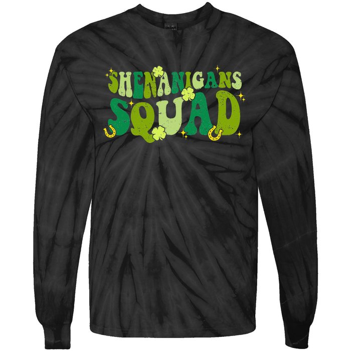 Shenanigans Squad Groovy St Patricks Day Irish Lucky Tie-Dye Long Sleeve Shirt