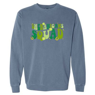 Shenanigans Squad Groovy St Patricks Day Irish Lucky Garment-Dyed Sweatshirt