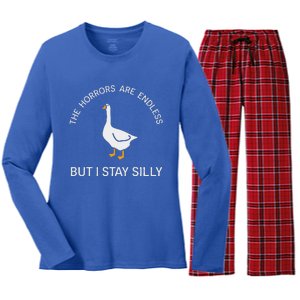 Stay Silly Goose Horrors Are Endless Women's Long Sleeve Flannel Pajama Set 