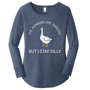 Stay Silly Goose Horrors Are Endless Women's Perfect Tri Tunic Long Sleeve Shirt