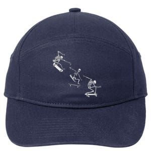 Skateboarding Skeletons Grunge Aesthetic Unique Gift Skater Gift 7-Panel Snapback Hat