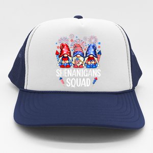 Shenanigans Squad Gnomes USA Independence Day 4th Of July Trucker Hat