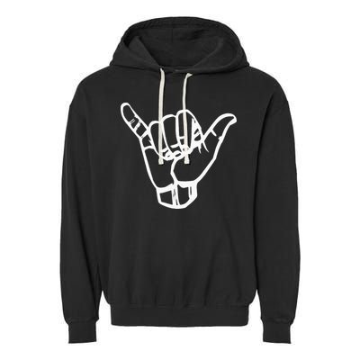 Shaka Sign Good Vibes Retro Hang Loose Hawaii Surfing Garment-Dyed Fleece Hoodie