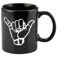 Shaka Sign Good Vibes Retro Hang Loose Hawaii Surfing 11oz C Handle Ceramic Mug