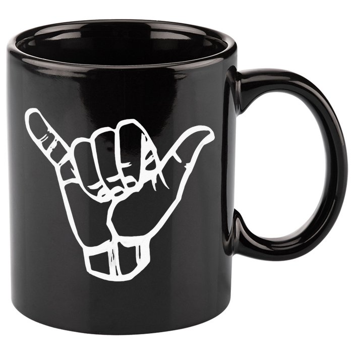 Shaka Sign Good Vibes Retro Hang Loose Hawaii Surfing 11oz C Handle Ceramic Mug