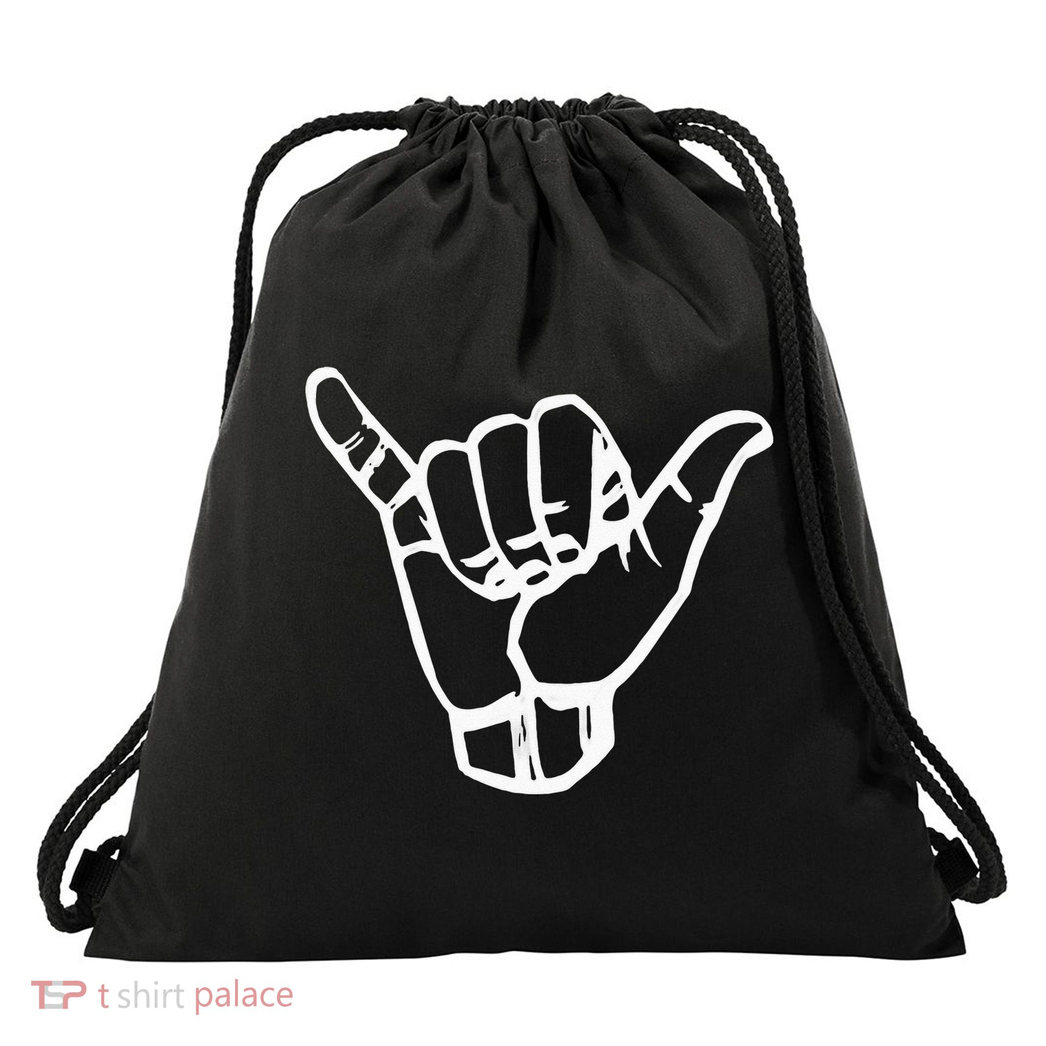 Shaka Sign Good Vibes Retro Hang Loose Hawaii Surfing Drawstring Bag