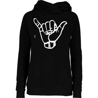 Shaka Sign Good Vibes Retro Hang Loose Hawaii Surfing Womens Funnel Neck Pullover Hood