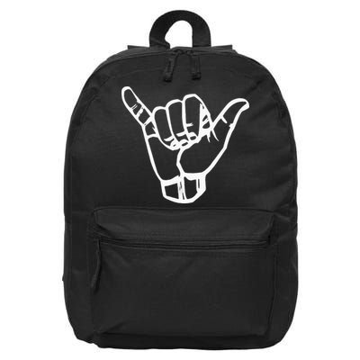 Shaka Sign Good Vibes Retro Hang Loose Hawaii Surfing 16 in Basic Backpack
