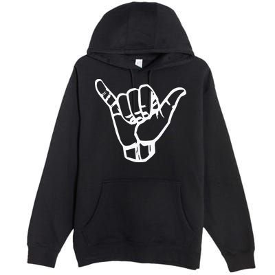Shaka Sign Good Vibes Retro Hang Loose Hawaii Surfing Premium Pullover Hoodie