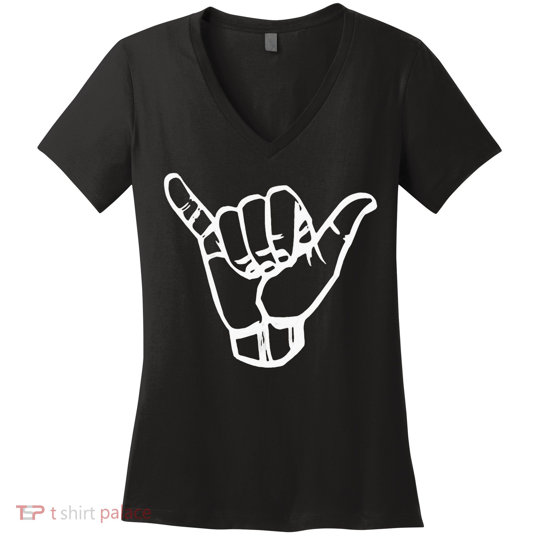 Shaka Sign Good Vibes Retro Hang Loose Hawaii Surfing Women's V-Neck T-Shirt