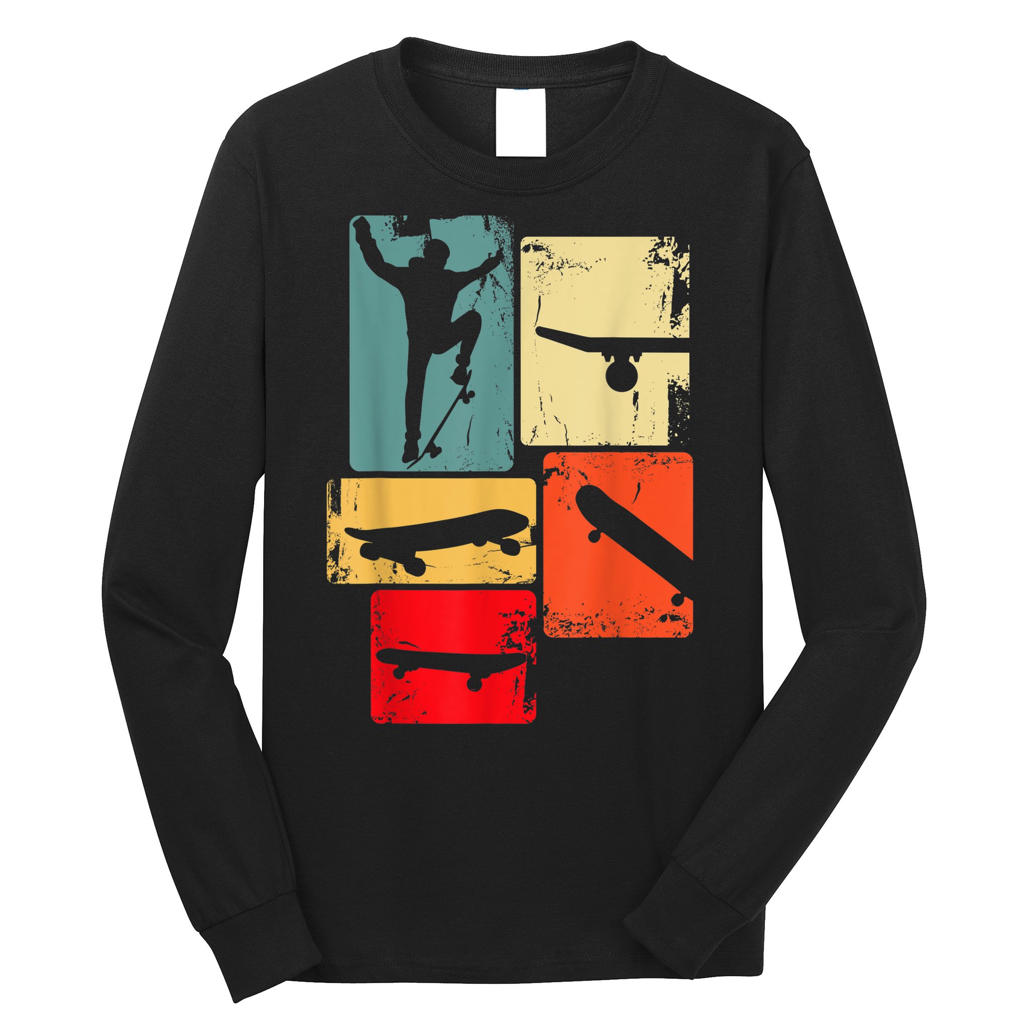 Skater Skateboarder Gift Retro Skateboard Gift For Boys Youth Gift Long Sleeve Shirt