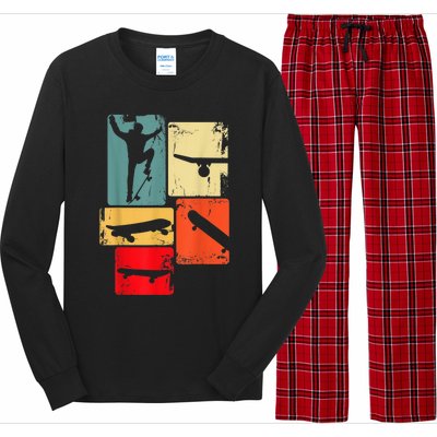 Skater Skateboarder Gift Retro Skateboard Gift For Boys Youth Gift Long Sleeve Pajama Set