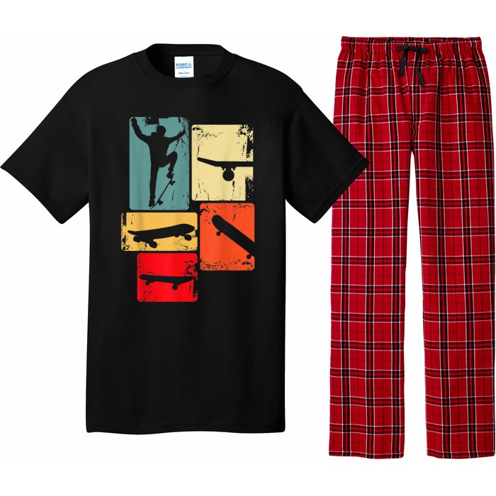 Skater Skateboarder Gift Retro Skateboard Gift For Boys Youth Gift Pajama Set